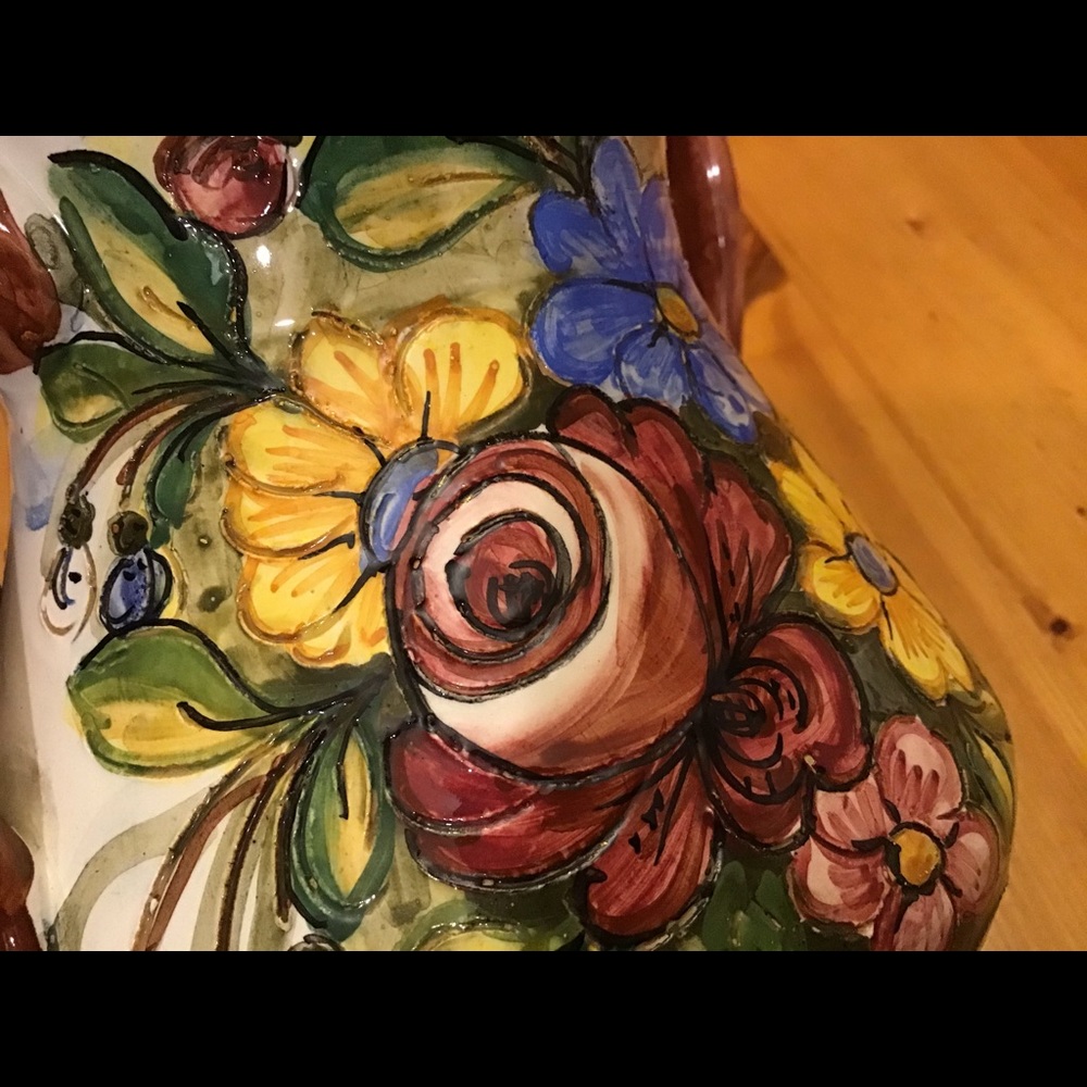 VINTAGE ITALIAN CASTELLI HAND PAINTED URN/VASE SGRAFITTO MAJOLICA - Picture 9 of 10